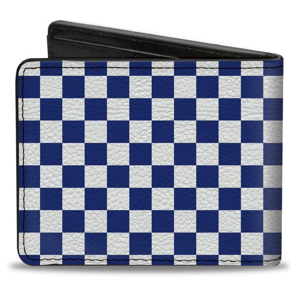 Buckle-Down Bi-Fold Wallet - Checker BlueKU White