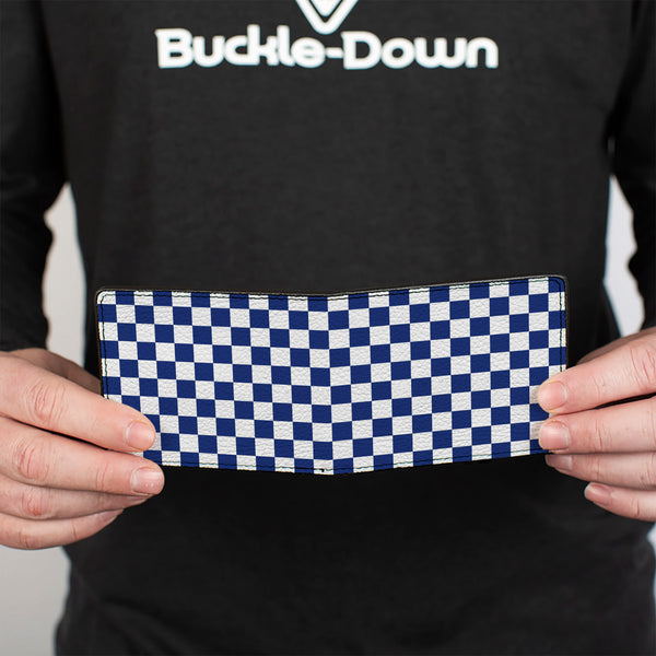 Buckle-Down Bi-Fold Wallet - Checker BlueKU White