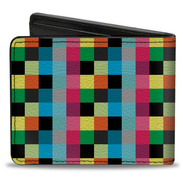 Buckle-Down Bi-Fold Wallet - Checker Bright Pastel