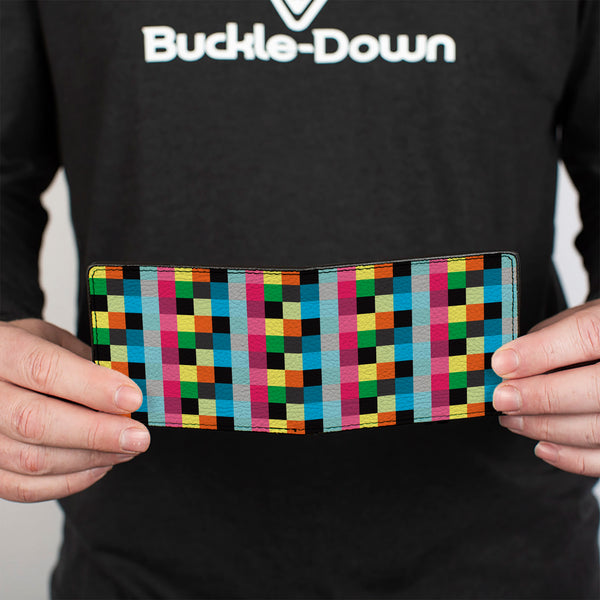 Buckle-Down Bi-Fold Wallet - Checker Bright Pastel