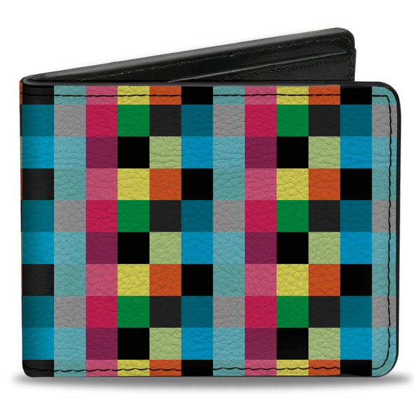 Buckle-Down Bi-Fold Wallet - Checker Bright Pastel