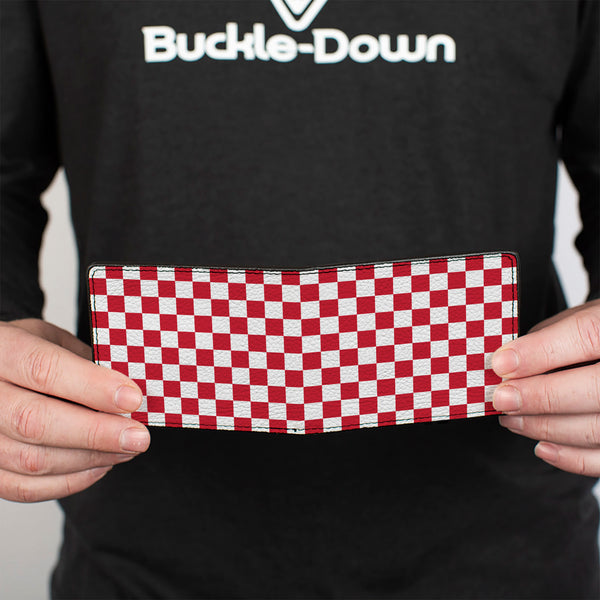 Buckle-Down Bi-Fold Wallet - Checker Crimson White