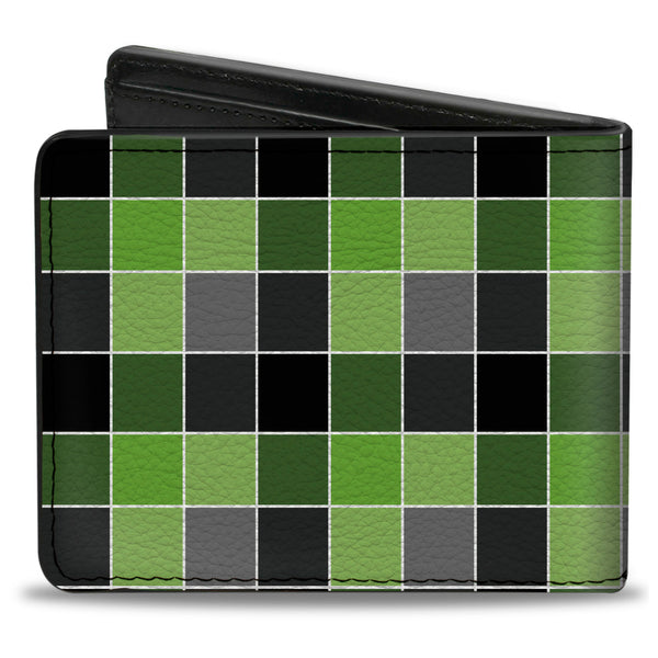 Buckle-Down Bi-Fold Wallet - Checker Mosaic Green