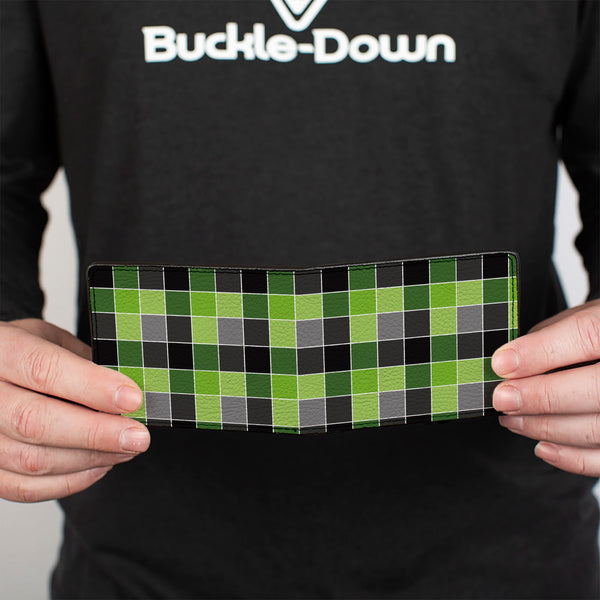 Buckle-Down Bi-Fold Wallet - Checker Mosaic Green