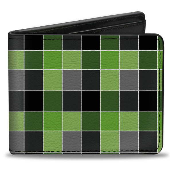 Buckle-Down Bi-Fold Wallet - Checker Mosaic Green