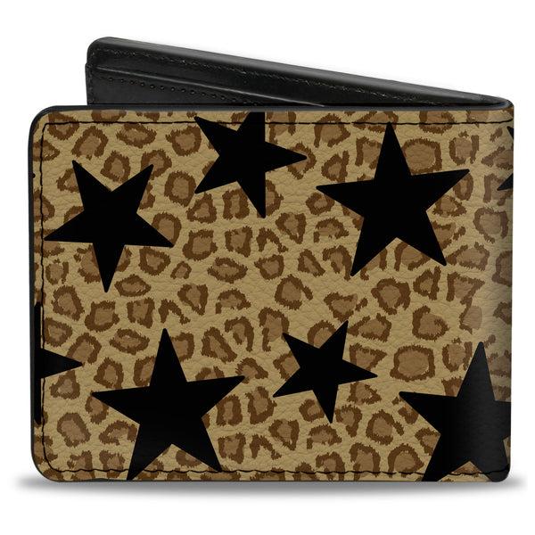 Buckle-Down Bi-Fold Wallet - Cheetah Stars Tan Black