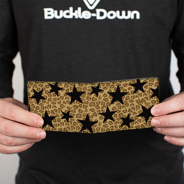 Buckle-Down Bi-Fold Wallet - Cheetah Stars Tan Black