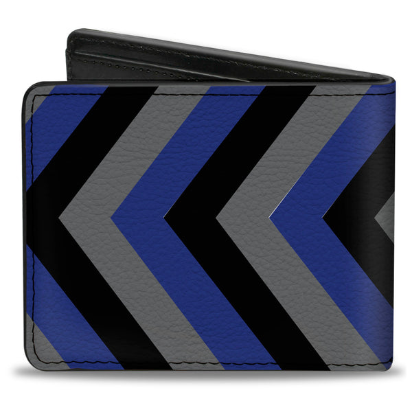 Buckle-Down Bi-Fold Wallet - Chevron Blue Black Gray