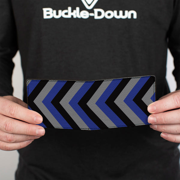 Buckle-Down Bi-Fold Wallet - Chevron Blue Black Gray