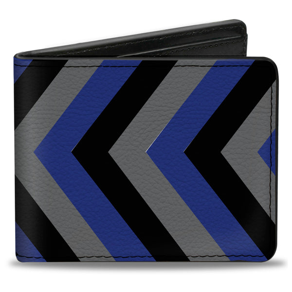 Buckle-Down Bi-Fold Wallet - Chevron Blue Black Gray