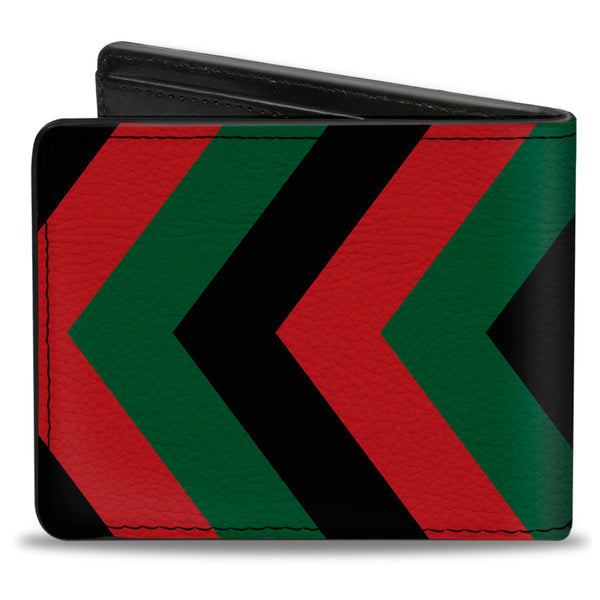 Buckle-Down Bi-Fold Wallet - Chevron Green Black Red