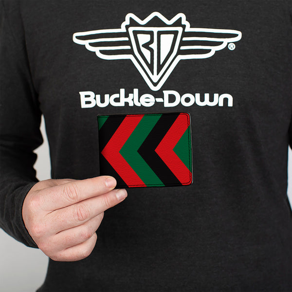 Buckle-Down Bi-Fold Wallet - Chevron Green Black Red