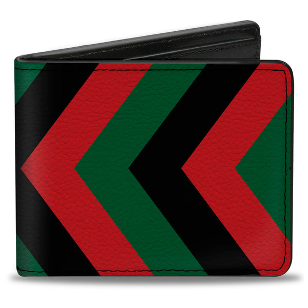 Buckle-Down Bi-Fold Wallet - Chevron Green Black Red