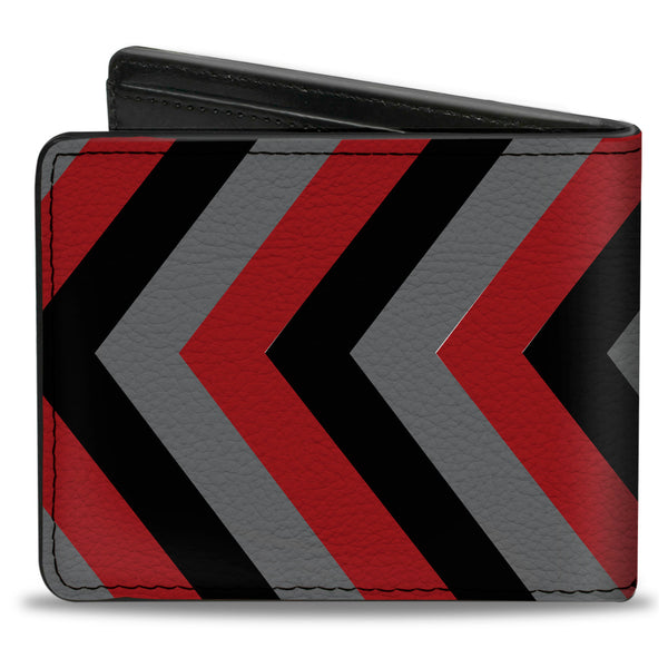 Buckle-Down Bi-Fold Wallet - Chevron Red Black Gray