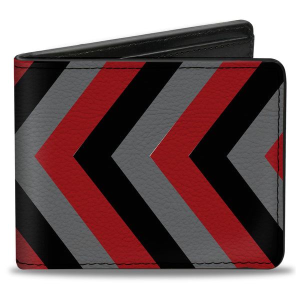 Buckle-Down Bi-Fold Wallet - Chevron Red Black Gray