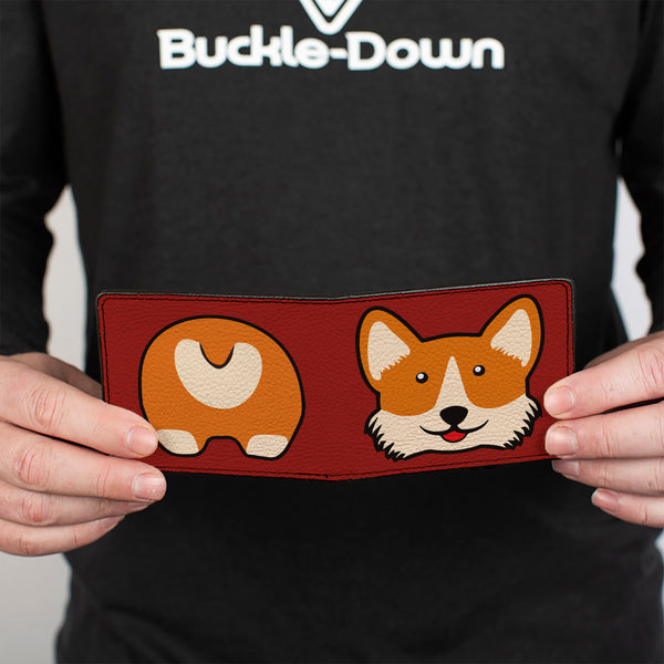 Buckle-Down Bi-Fold Wallet - Corgi Face Rump Red