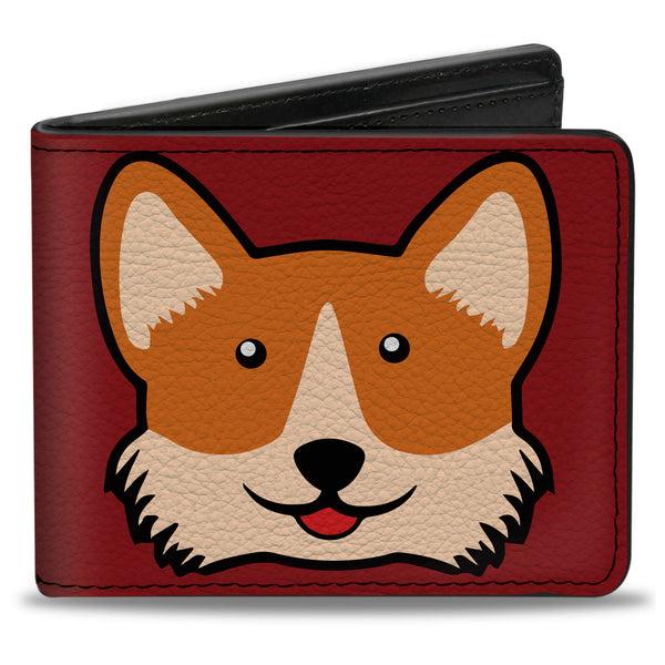 Buckle-Down Bi-Fold Wallet - Corgi Face Rump Red