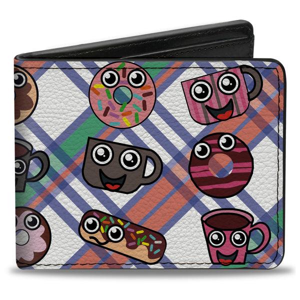Buckle-Down Bi-Fold Wallet - Donuts & Coffee Cartoon