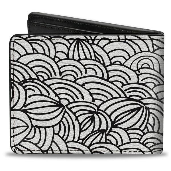 Buckle-Down Bi-Fold Wallet - Doodle1 White Black