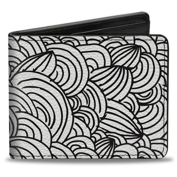 Buckle-Down Bi-Fold Wallet - Doodle1 White Black