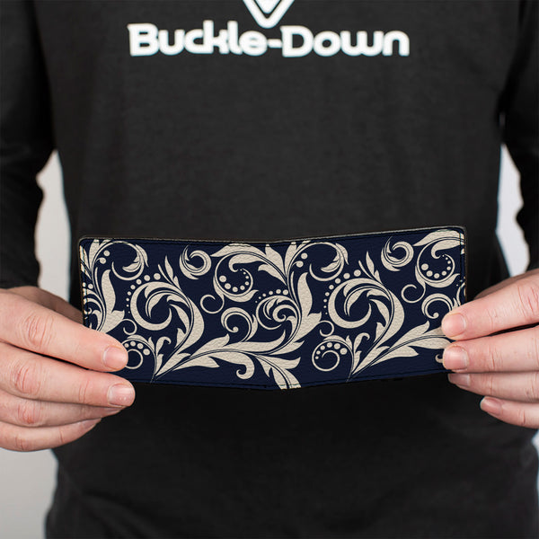 Buckle-Down Bi-Fold Wallet - Filigree Navy Khaki