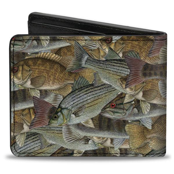Buckle-Down Bi-Fold Wallet - Fishes Stacked