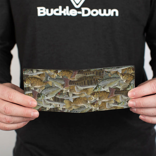 Buckle-Down Bi-Fold Wallet - Fishes Stacked