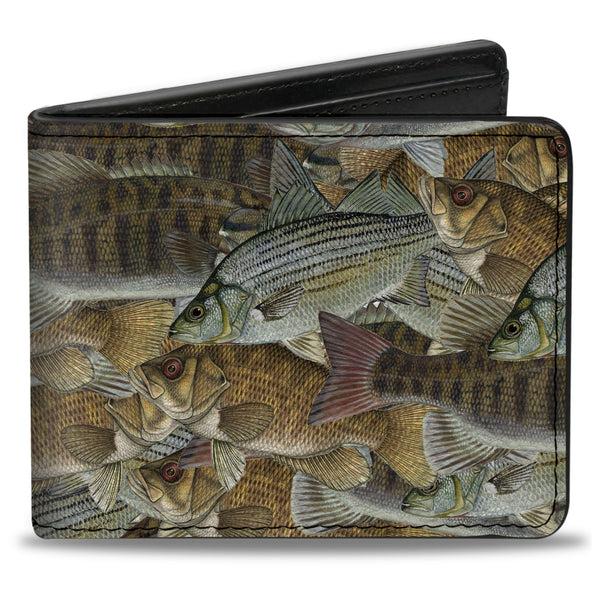 Buckle-Down Bi-Fold Wallet - Fishes Stacked