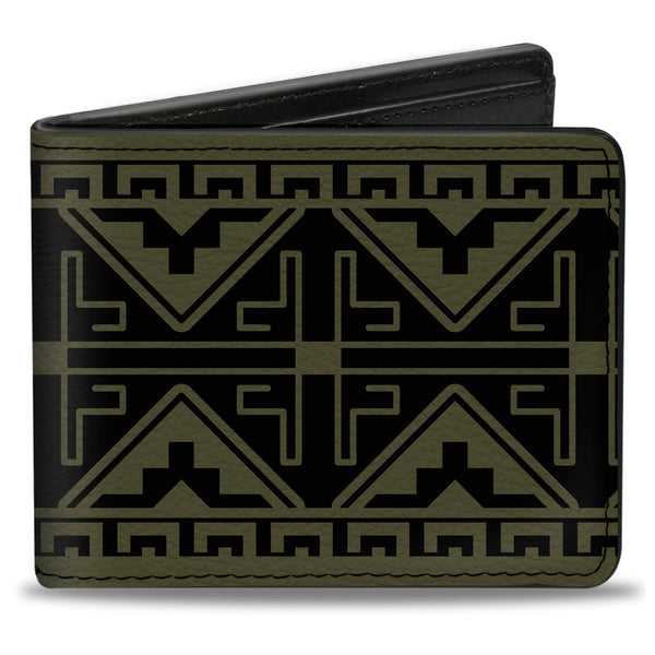 Buckle-Down Bi-Fold Wallet - Geometric7 Black Olive