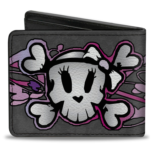Buckle-Down Bi-Fold Wallet - Girlie Skull Gray