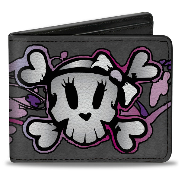 Buckle-Down Bi-Fold Wallet - Girlie Skull Gray