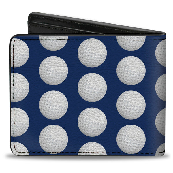 Buckle-Down Bi-Fold Wallet - Golf Balls Blue White