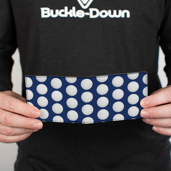 Buckle-Down Bi-Fold Wallet - Golf Balls Blue White