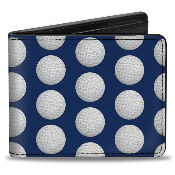 Buckle-Down Bi-Fold Wallet - Golf Balls Blue White