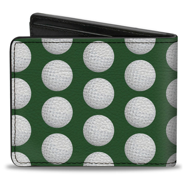 Buckle-Down Bi-Fold Wallet - Golf Balls Green White
