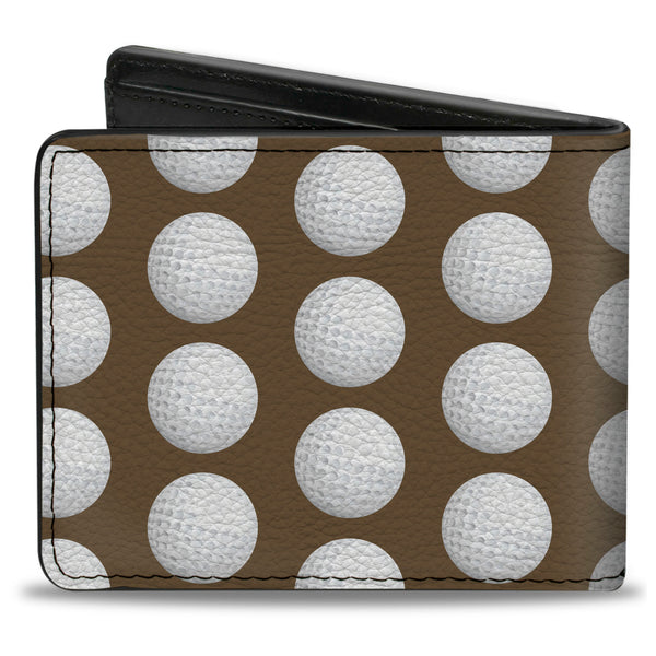 Buckle-Down Bi-Fold Wallet - Golf Balls Tan White