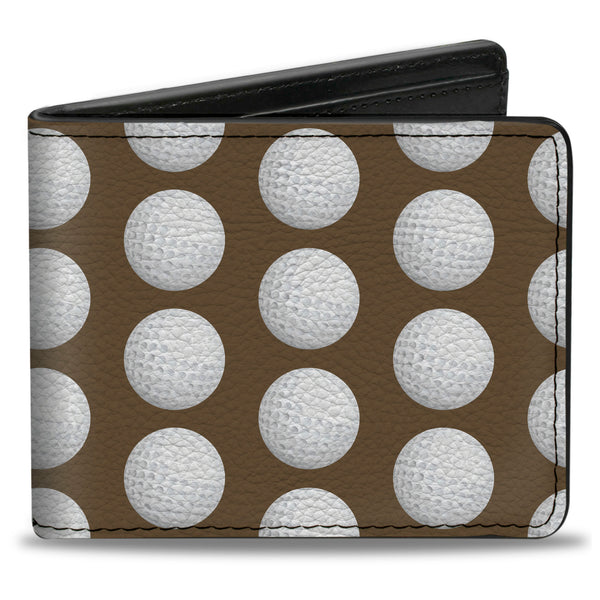 Buckle-Down Bi-Fold Wallet - Golf Balls Tan White