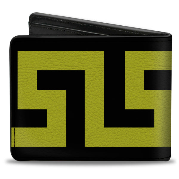Buckle-Down Bi-Fold Wallet - Greek Key Black Olive