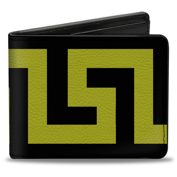 Buckle-Down Bi-Fold Wallet - Greek Key Black Olive