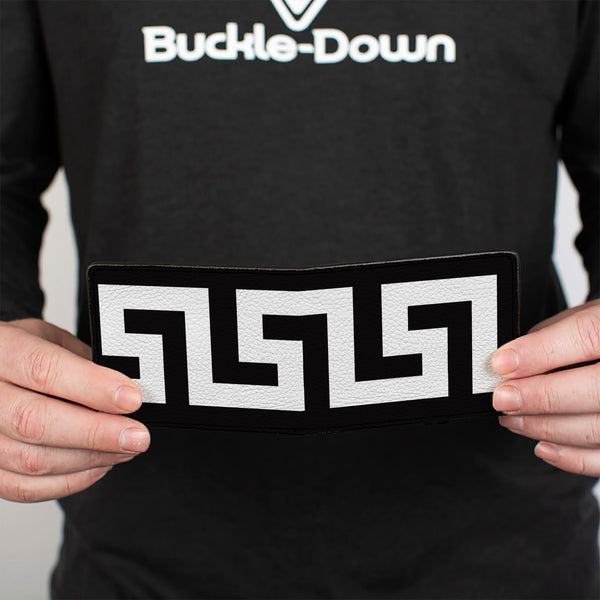 Buckle-Down Bi-Fold Wallet - Greek Key Black White