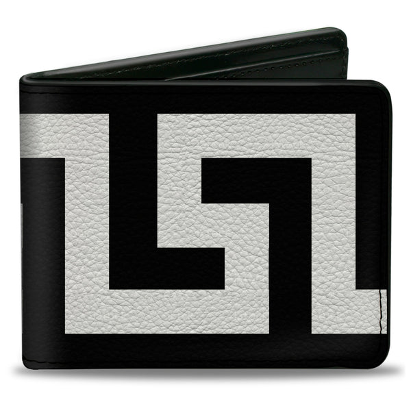 Buckle-Down Bi-Fold Wallet - Greek Key Black White