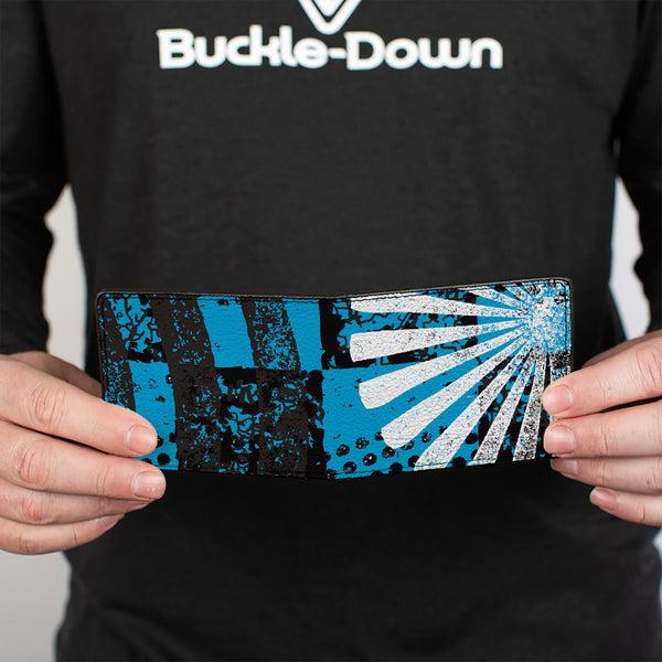 Buckle-Down Bi-Fold Wallet - Grunge Chaos Blue