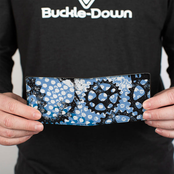 Buckle-Down Bi-Fold Wallet - Grunge Gears Blue