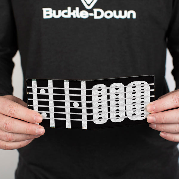 Buckle-Down Bi-Fold Wallet - Guitar Neck Black White