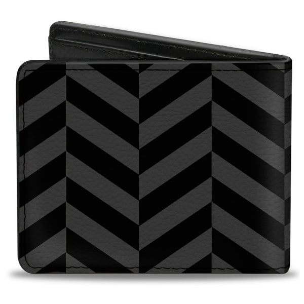 Buckle-Down Bi-Fold Wallet - Herringbone Black Gray
