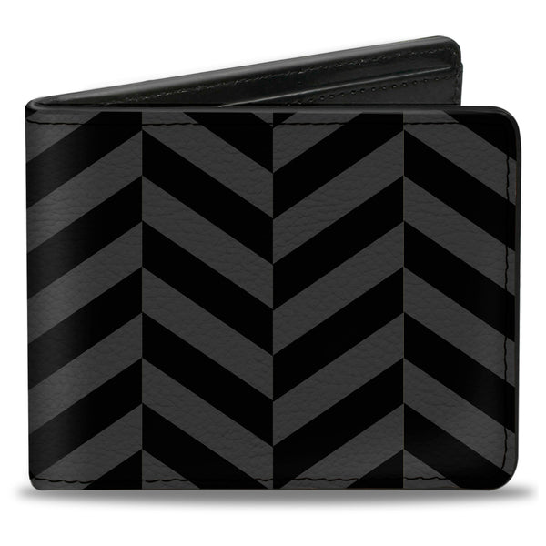 Buckle-Down Bi-Fold Wallet - Herringbone Black Gray