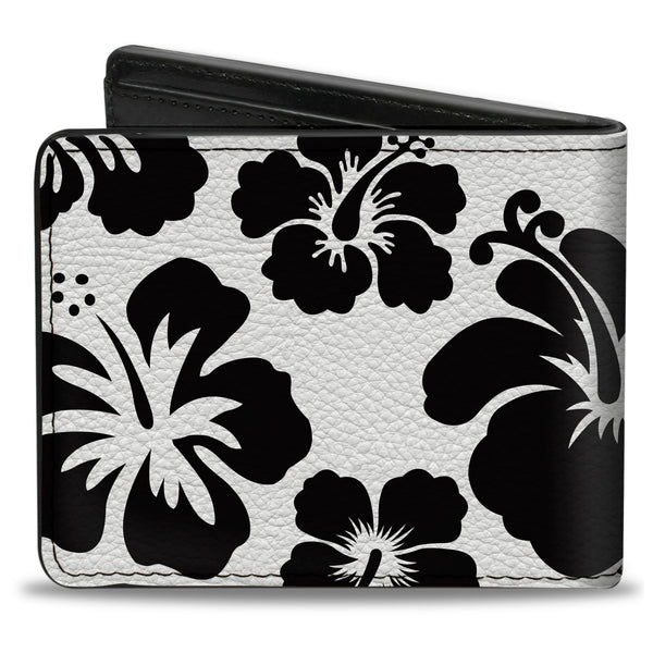 Buckle-Down Bi-Fold Wallet - Hibiscus White Black