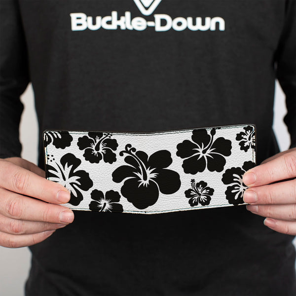 Buckle-Down Bi-Fold Wallet - Hibiscus White Black