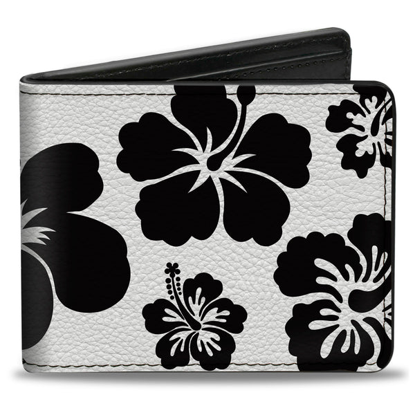 Buckle-Down Bi-Fold Wallet - Hibiscus White Black