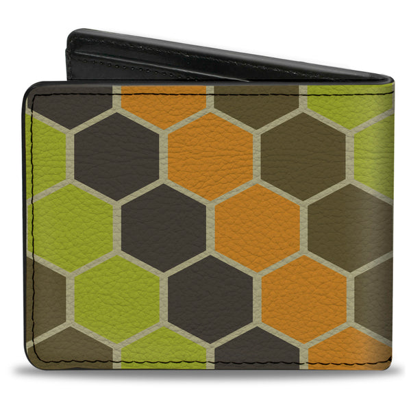 Buckle-Down Bi-Fold Wallet - Honeycomb Greens Orange